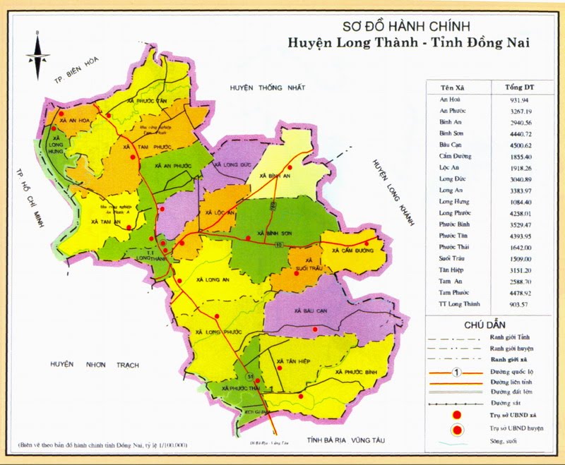Bản đồ huyện Long Thành - Đồng Nai
