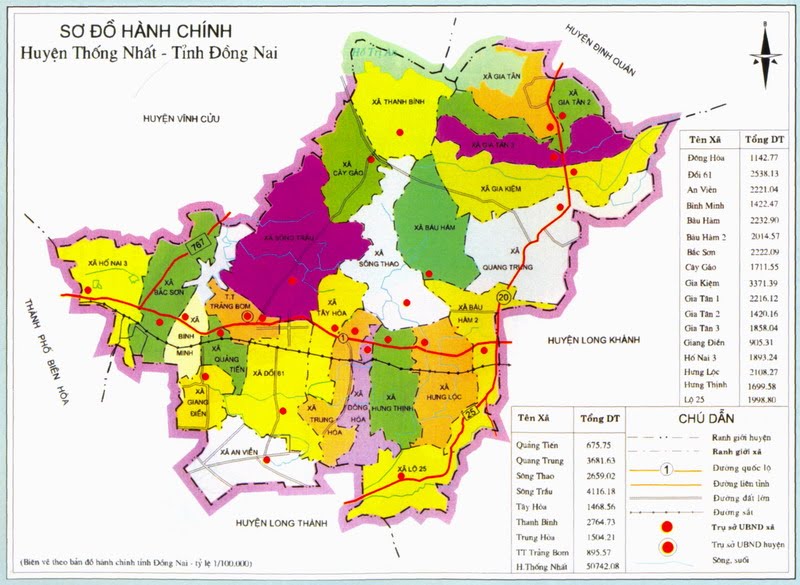 Bản đồ huyện Thống Nhất - Đồng Nai