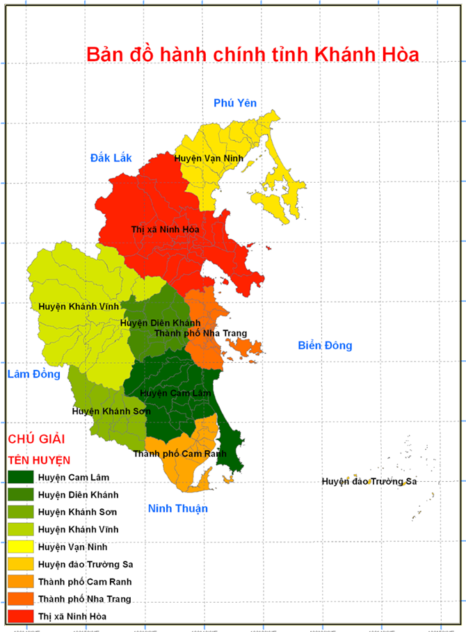 Bản đồ các huyện tỉnh Khánh Hòa chi tiết