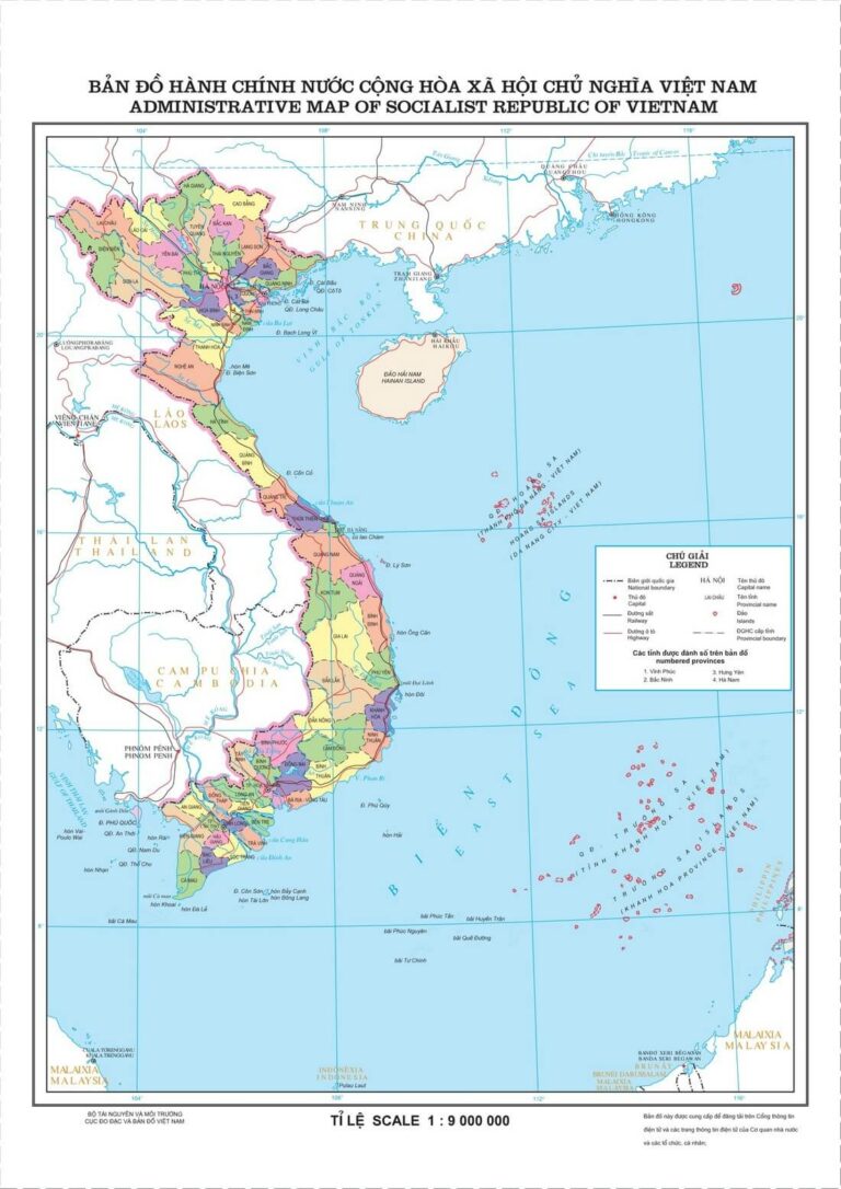 Bản đồ hành chính 63 tỉnh thành Việt Nam khổ lớn mới nhất