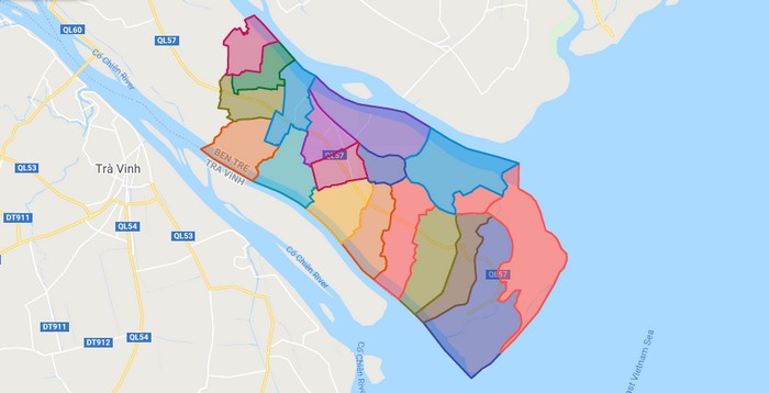 Bản đồ huyện Thạnh Phú - Bến Tre - Địa Ốc Thông Thái