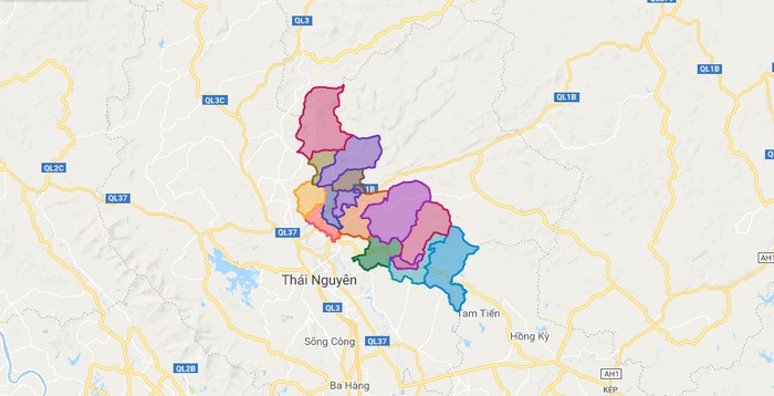 Map of Dong Hy district - Thai Nguyen