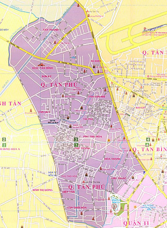 Bản đồ hành chính các phường Quận Tân Phú