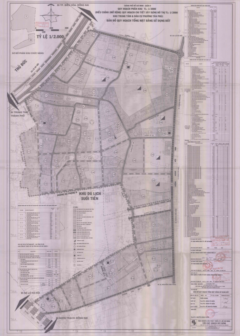 Bản đồ điều chỉnh và mở rộng QHPK khu trung tâm và dân cư tại phường Tân Phú, Quận 9