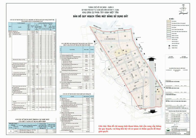 Bản đồ quy hoạch 1/2000 khu dân cư phía tây kinh Một Tấn, Quận 9