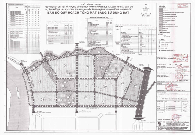 Bản đồ quy hoạch 1/2000 Khu tái định cư trường Đại học Kinh Tế và nhà ở cán bộ - giảng viên, Quận 9