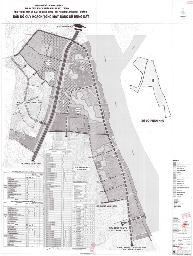 Bản đồ quy hoạch 1/2000 Khu trung tâm và dân cư phường Long Bình, Quận 9