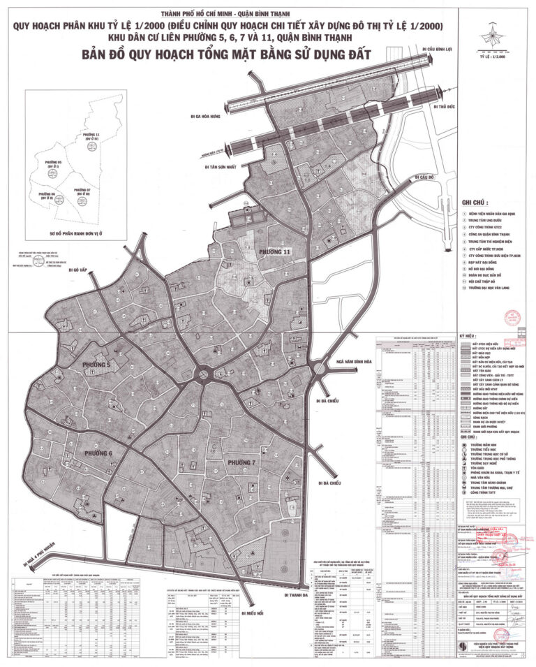 Bản đồ quy hoạch 1/2000 Khu dân cư liên phường 5, 6, 7 và 11, Quận Bình Thạnh