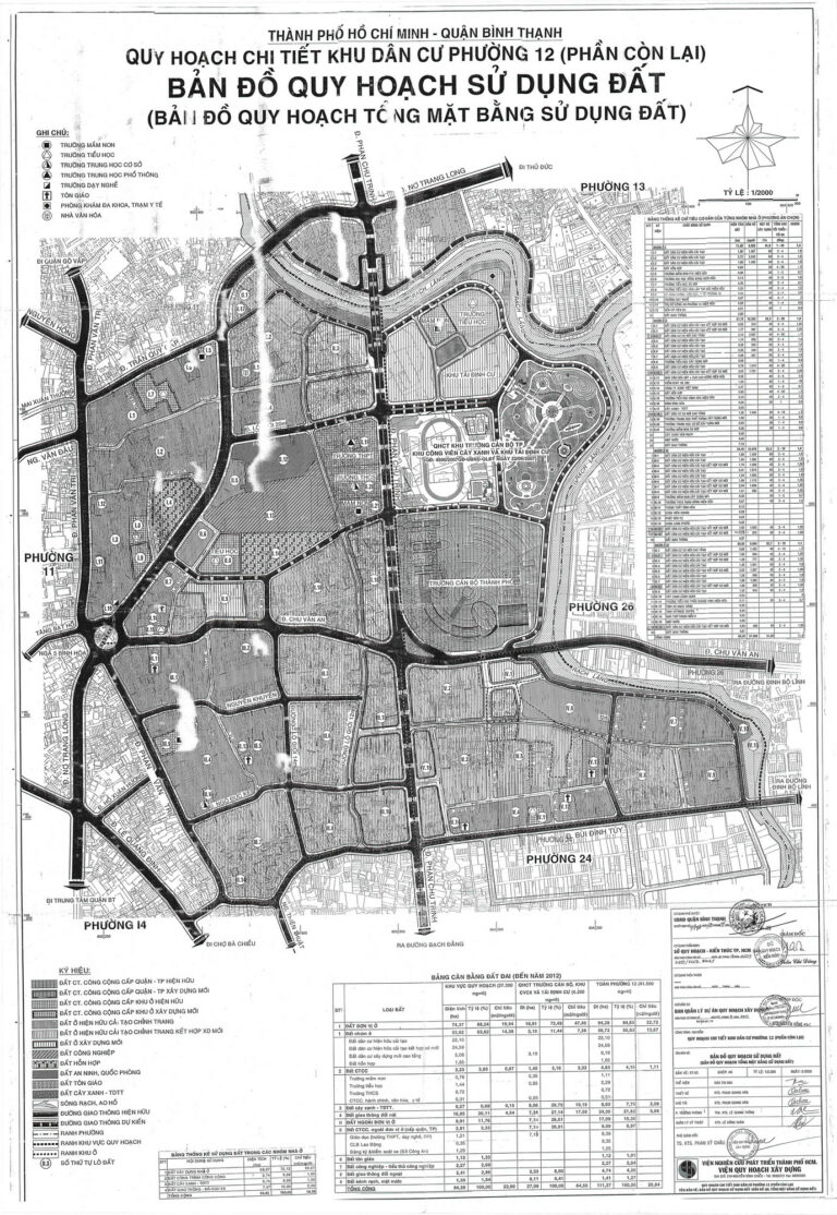 Bản đồ quy hoạch 1/2000 Khu dân cư phường 12 (phần còn lại), Quận Bình Thạnh