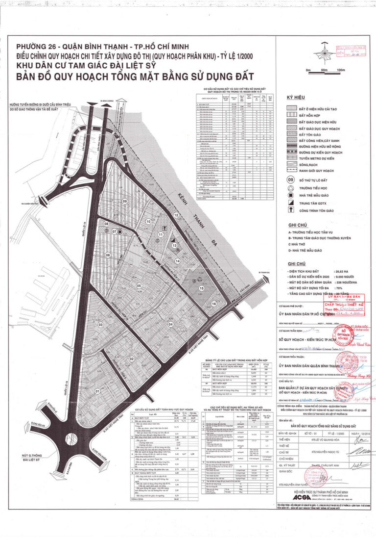 Bản đồ quy hoạch 1/2000 Khu dân cư tam giác Đài liệt sỹ phường 26, Quận Bình Thạnh