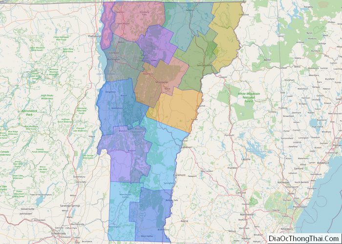Political map of Vermont State - Printable Collection