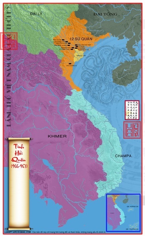Bản đồ Tĩnh Hải Quân 966 – 967. Bản đồ Việt Nam xưa