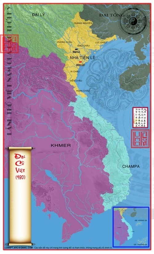 Bản đồ Đại Cồ Việt 980 - Bản đồ Việt Nam xưa