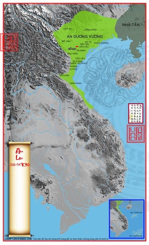 Bản đồ ÂU LẠC (208-179TCN) - Bản đồ Việt Nam xưa