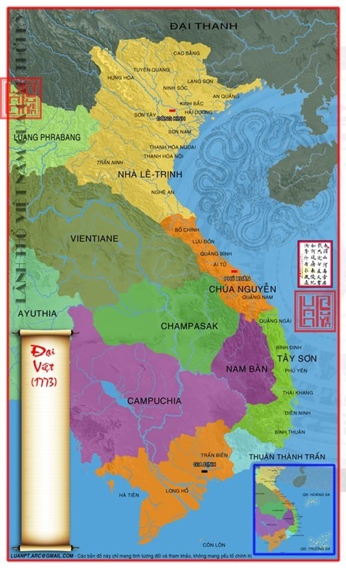 Lãnh thổ Việt Nam bị chia làm 3 vào năm 1773