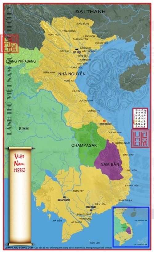 Vào năm 1835 Lãnh thổ Việt Nam vươn tới cực đại