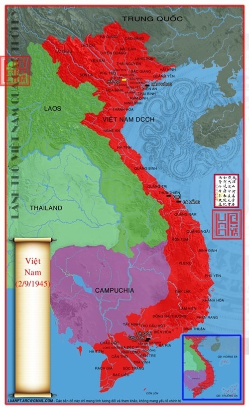 Bản đồ nước Việt Nam Dân Chủ Cộng Hòa được thành lập vào ngày 2/9/1945
