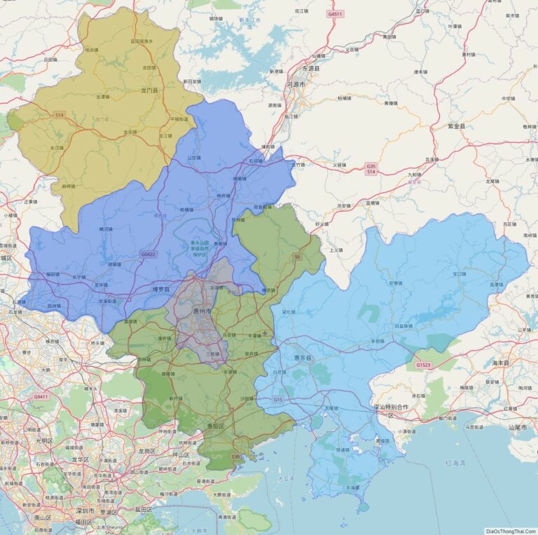 Bản đồ hành chính Huệ Châu, tỉnh Quảng Đông