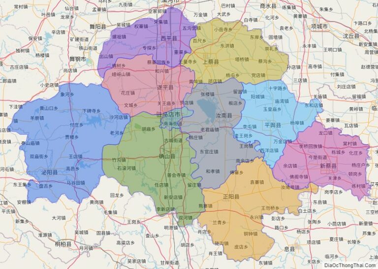 Bản đồ hành chính Trú Mã Điếm, tỉnh Hà Nam