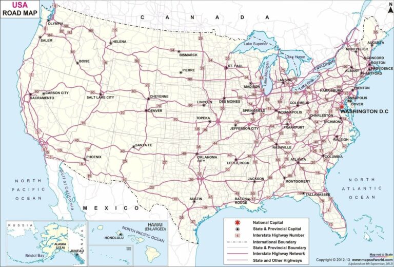 Bản đồ giao thông nước Mỹ khổ lớn