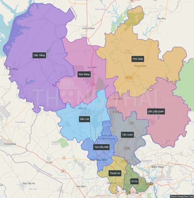 High-resolution political map of Binh Duong