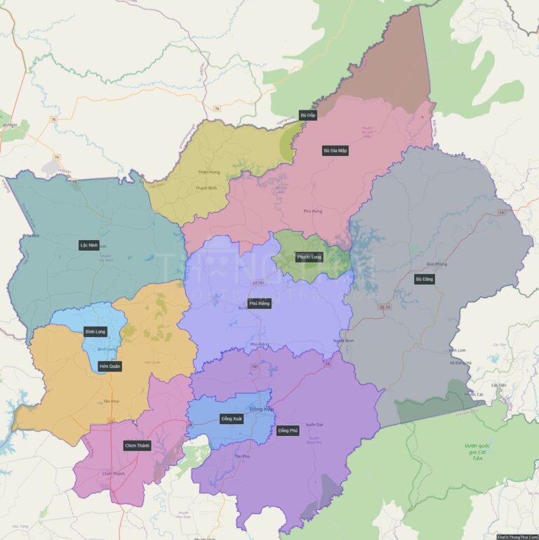 High-resolution political map of Binh Phuoc