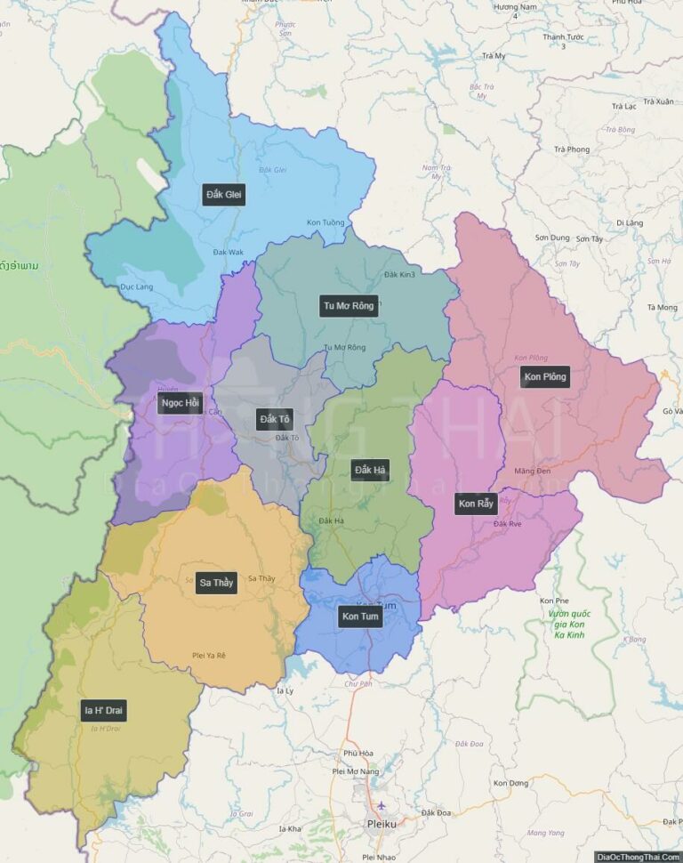 High-resolution political map of Kon Tum