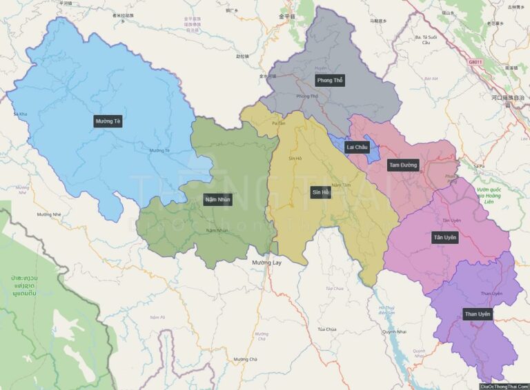High-resolution political map of Lai Chau