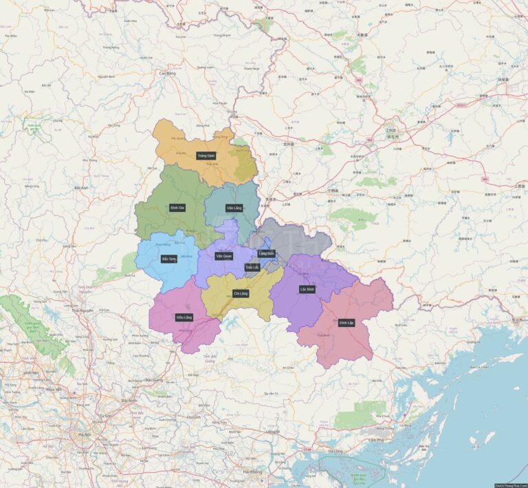 High-resolution political map of Lang Son