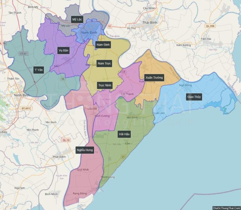 High-resolution political map of Nam Dinh