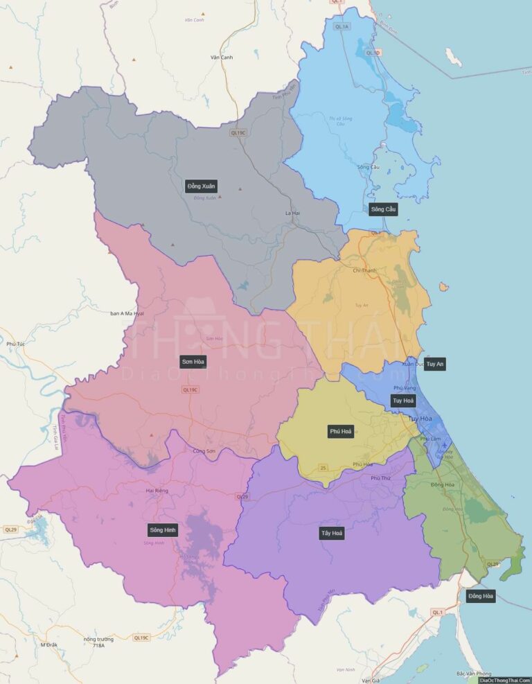 High-resolution political map of Phu Yen