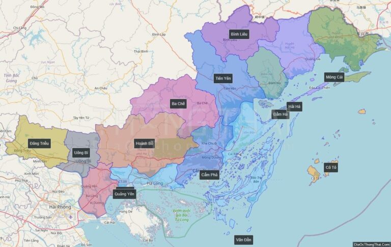 High-resolution political map of Quang Ninh