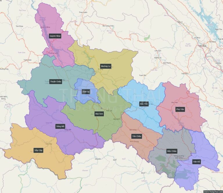 High-resolution political map of Son La