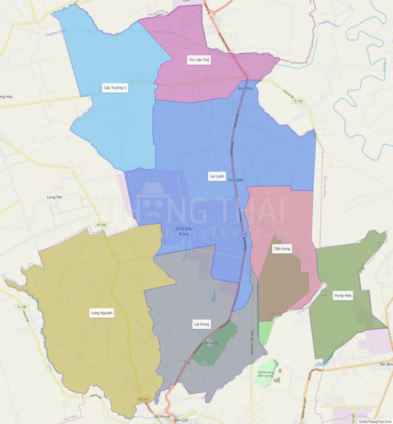 High-resolution political map of Bau Bang