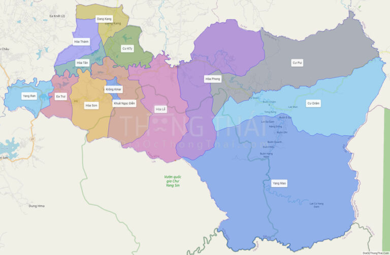 High-resolution political map of Krong Bong