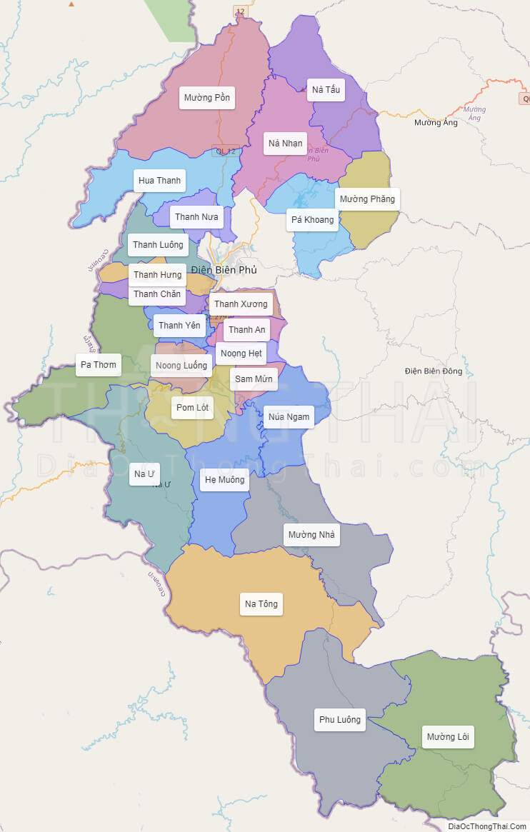 High-resolution political map of Dien Bien
