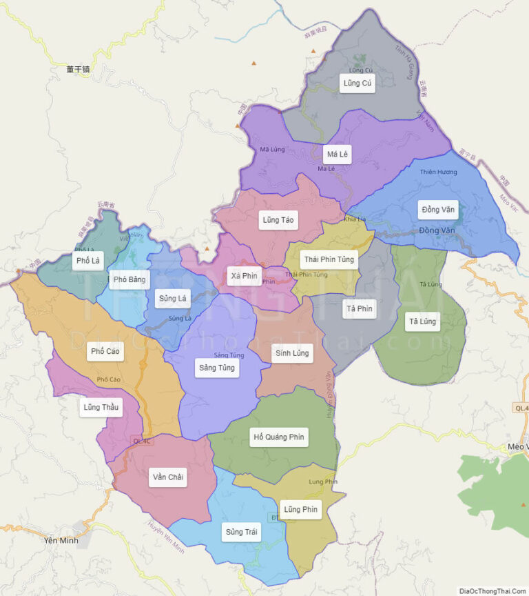 High-resolution political map of Dong Van