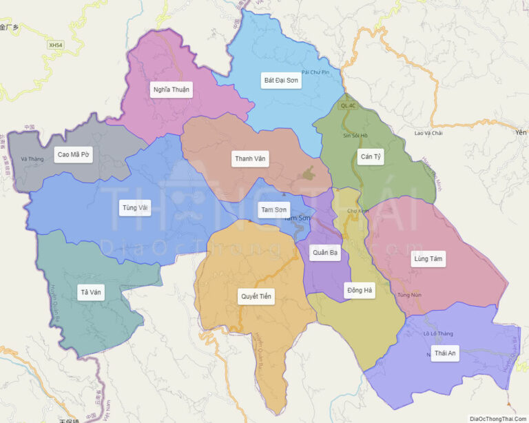 High-resolution political map of Quan Ba