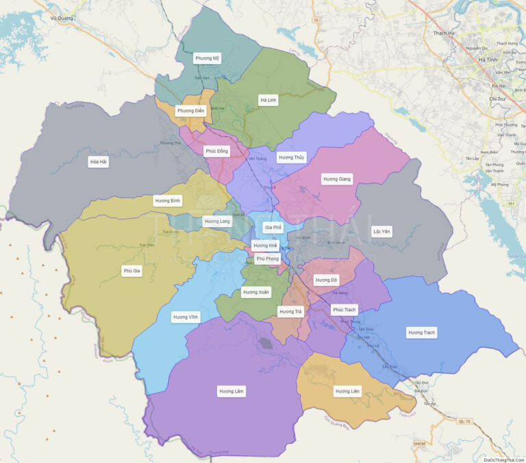 High-resolution political map of Huong Khe