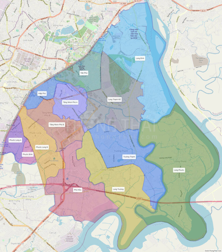 Bản đồ hành chính các phường của quận 9