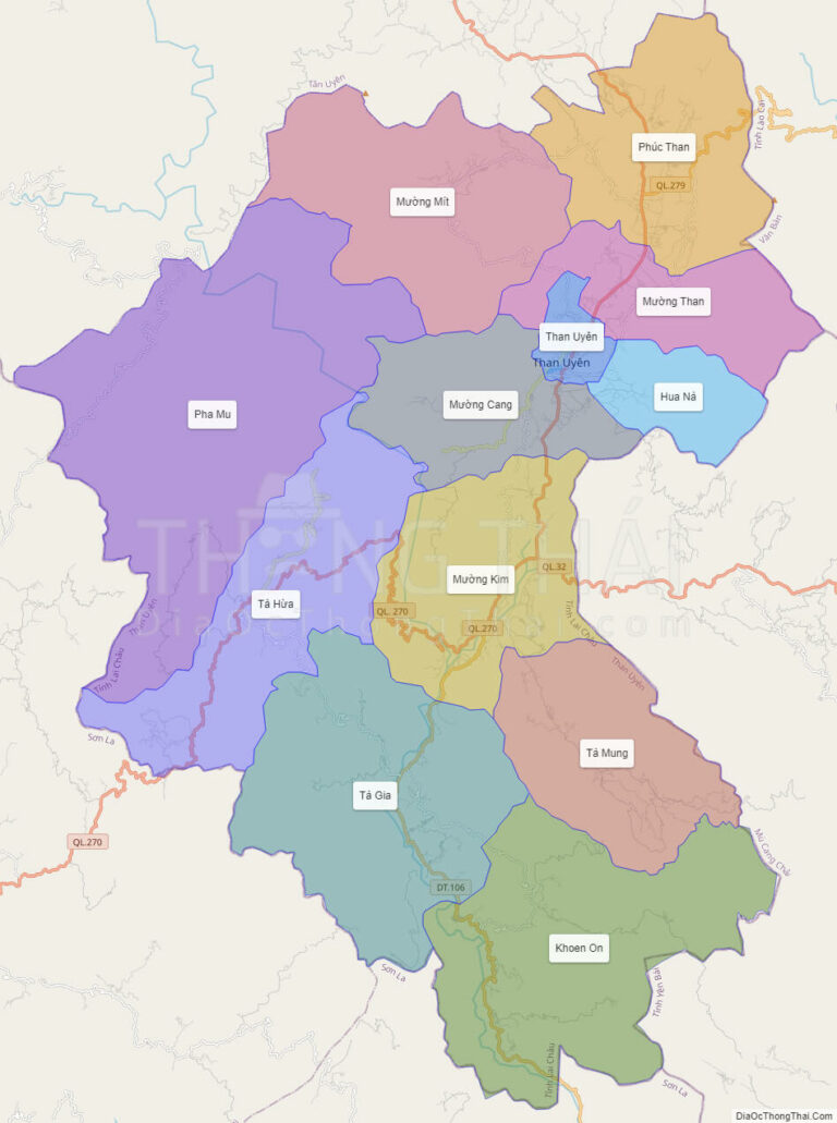 High-resolution political map of Than Uyen