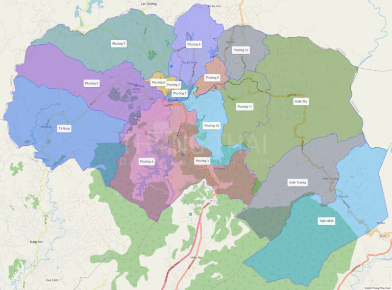 High-resolution political map of Da Lat
