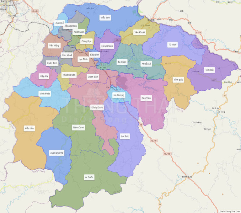 High-resolution political map of Loc Binh