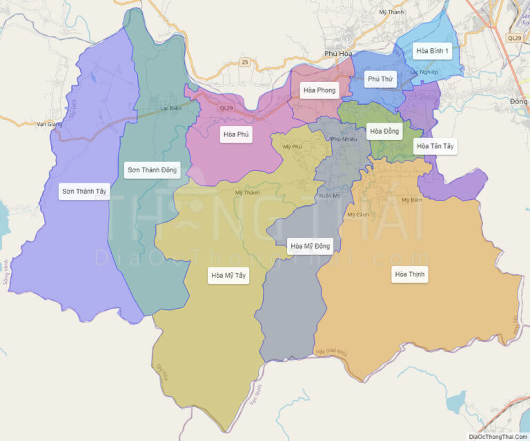 Bản đồ hành chính Huyện Tây Hoà