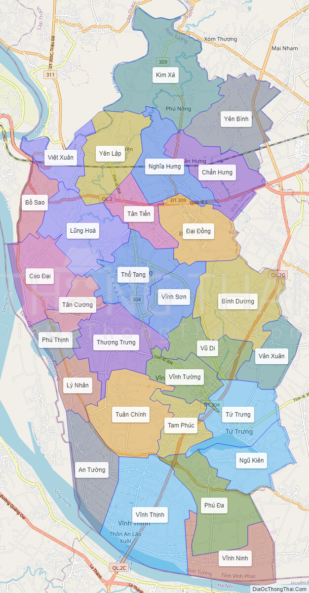 High-resolution political map of Vinh Tuong