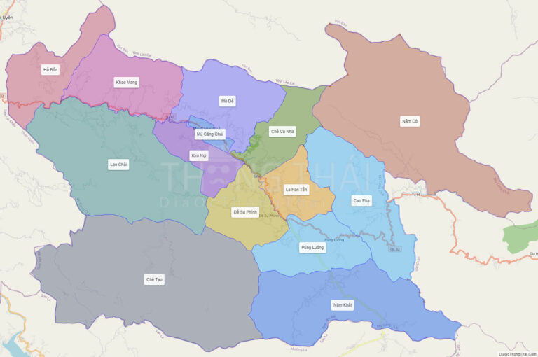 High-resolution political map of Mu Cang Chai