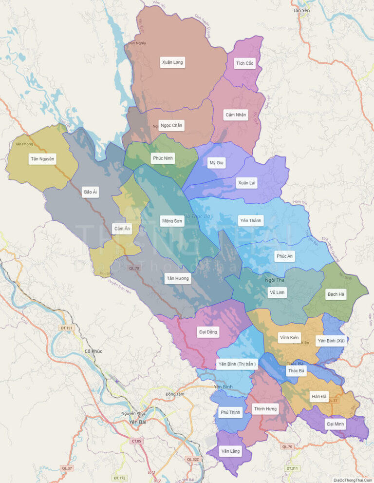 High-resolution political map of Yen Binh